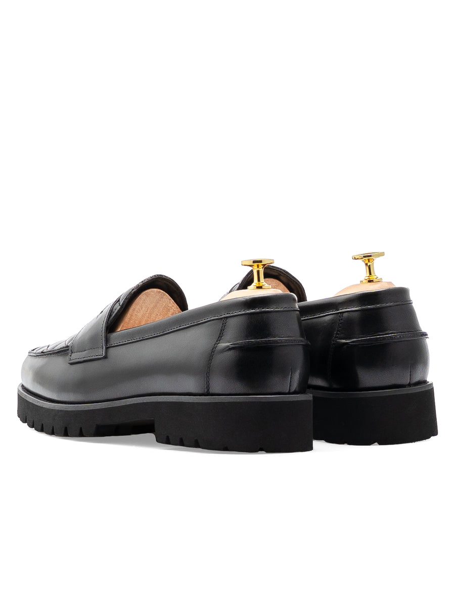 BackVadilloPennyLoaferSolidBlackLeather_EvaCombat - Zeve