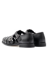 BackVenetoSandalBlackPebbleGrainLeather - Zeve