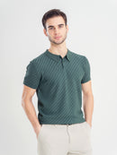 Basketweave-Knit-Polo-Tee-Forest-Green_01 - Zeve
