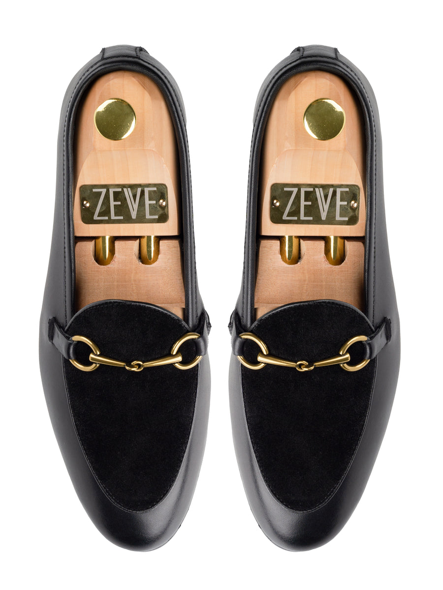 Belgian-Loafer-Horsebit-Buckle-Solid-Black-_-Suede-_Gold-Buckle__04 - Zeve