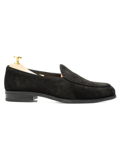 BelgianLoaferBlackSuedeLeatherSide - Zeve