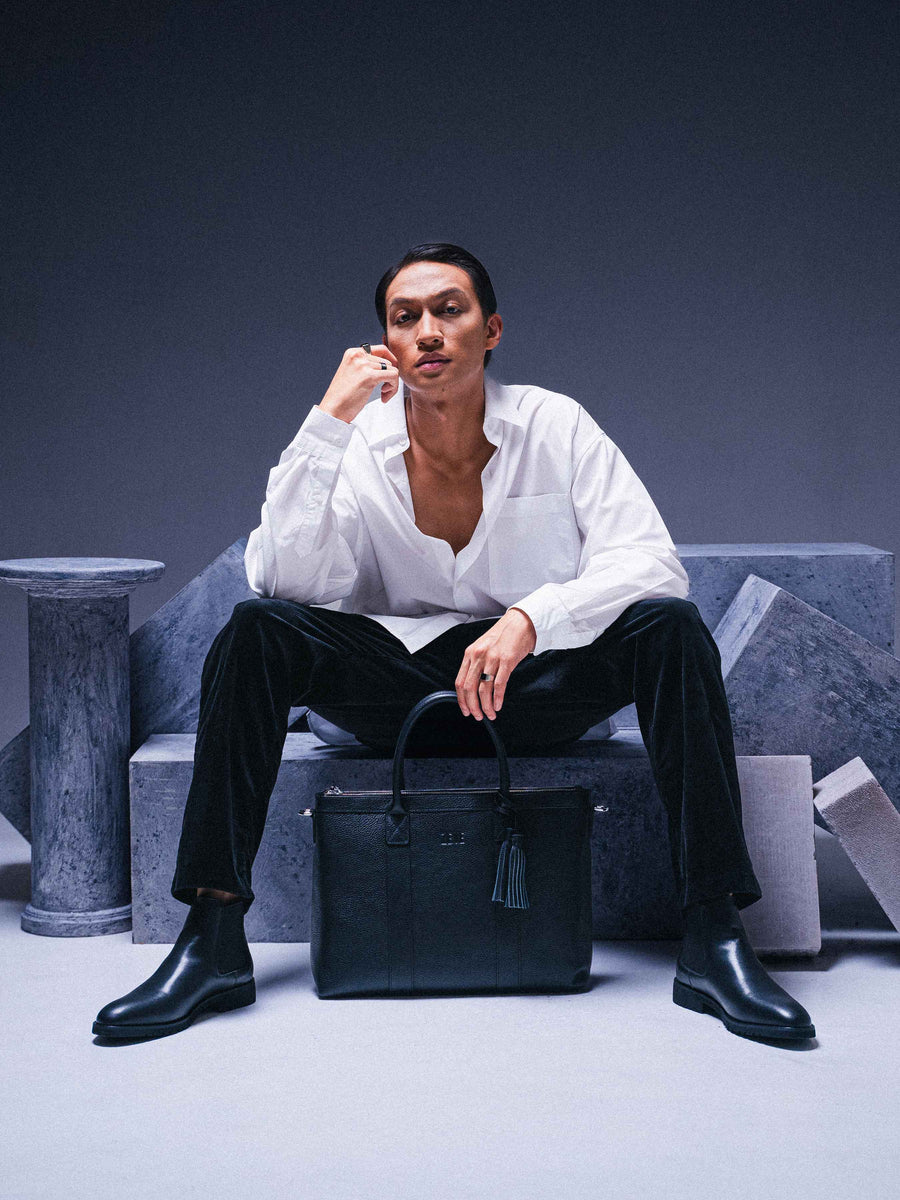 BellagioBriefcaseBlackPebbleGrainLeather3 - Zeve