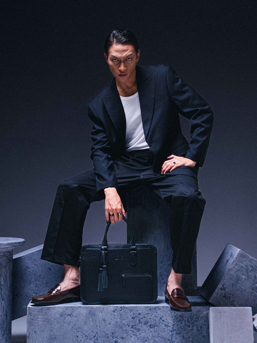 BellunoBriefcaseBlackPebbleGrainLeather2 - Zeve