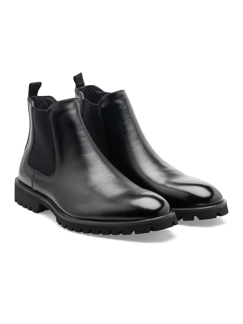 BraxonChelseaBootsSolidBlack_BravaSole_Front - Zeve