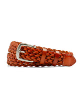BrownTexturedWeaveLeatherBeltwithSilverTonedBuckle - Zeve
