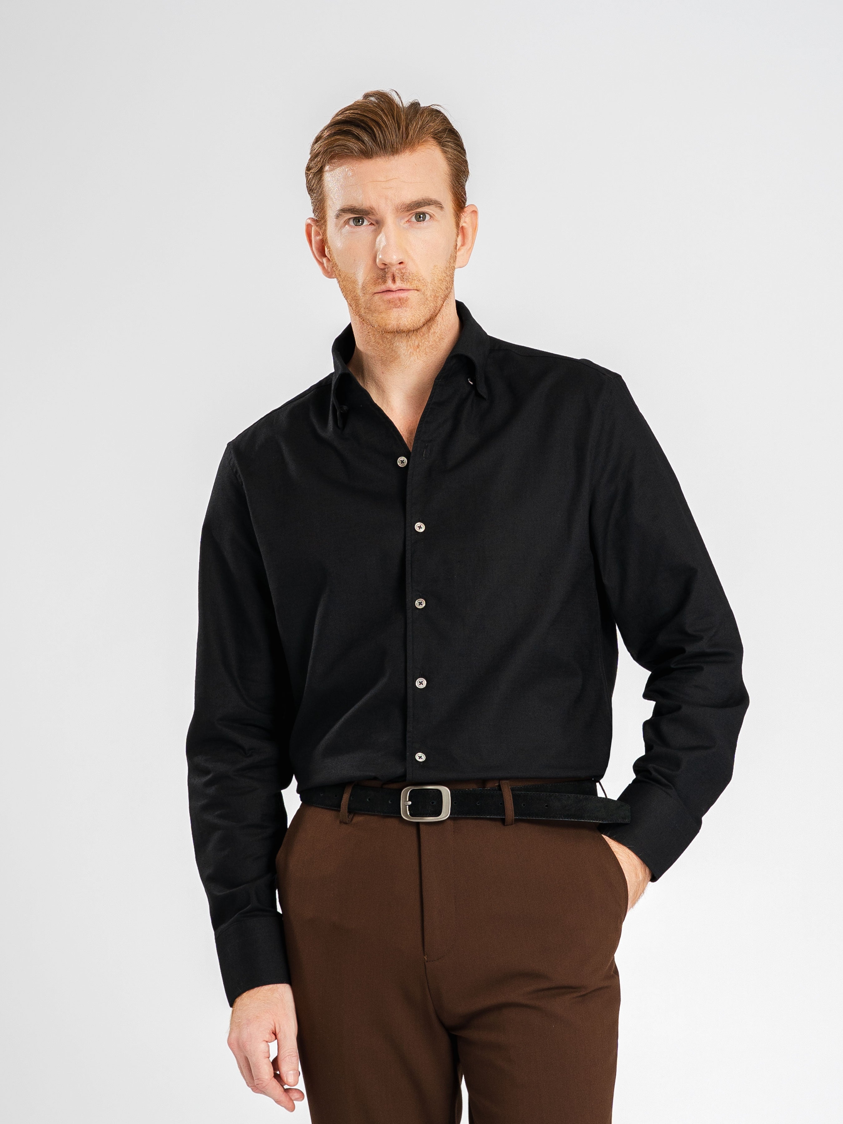 Emanuel Shirt - Black One-piece Collar