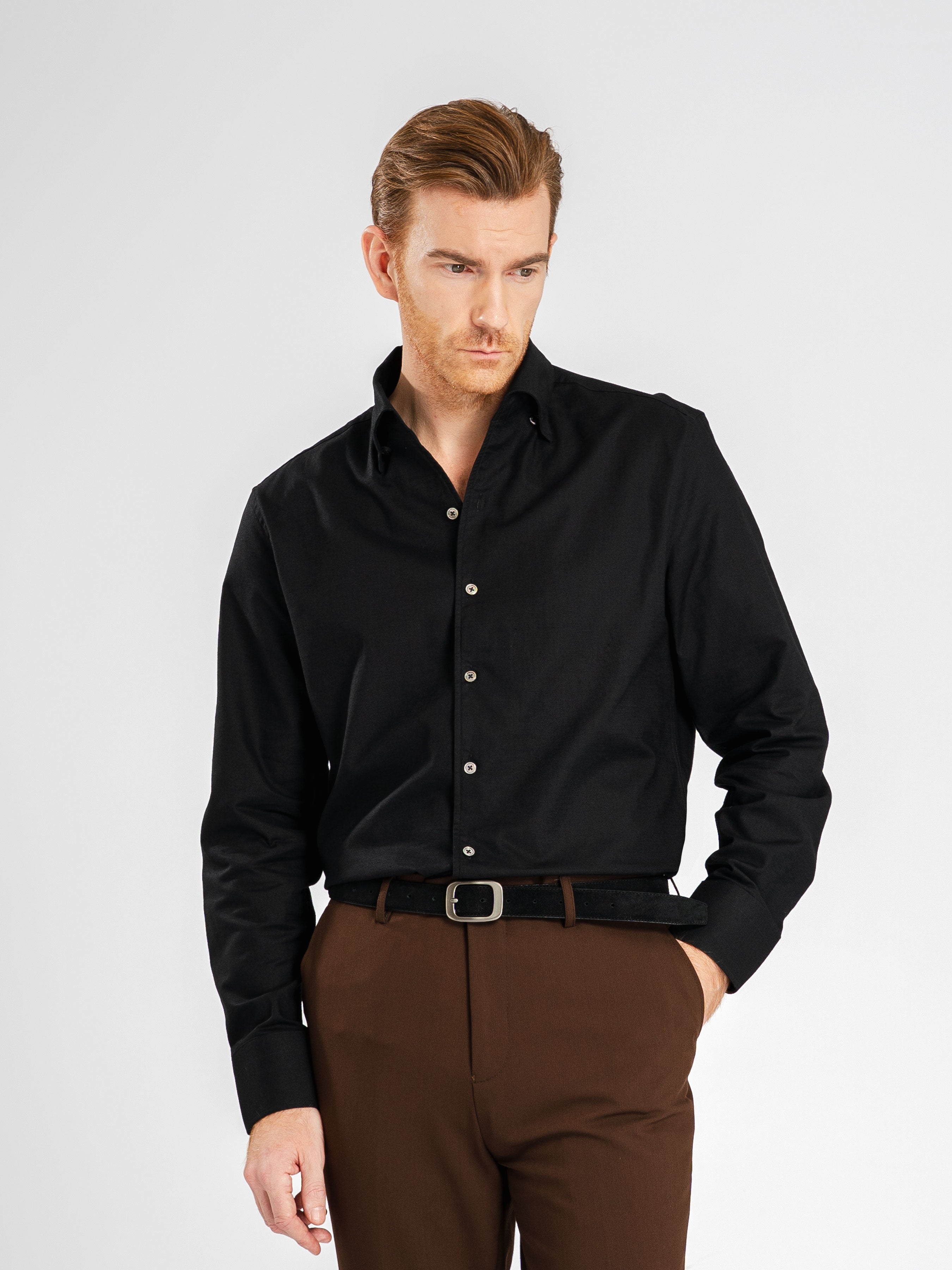 Emanuel Shirt - Black One-piece Collar
