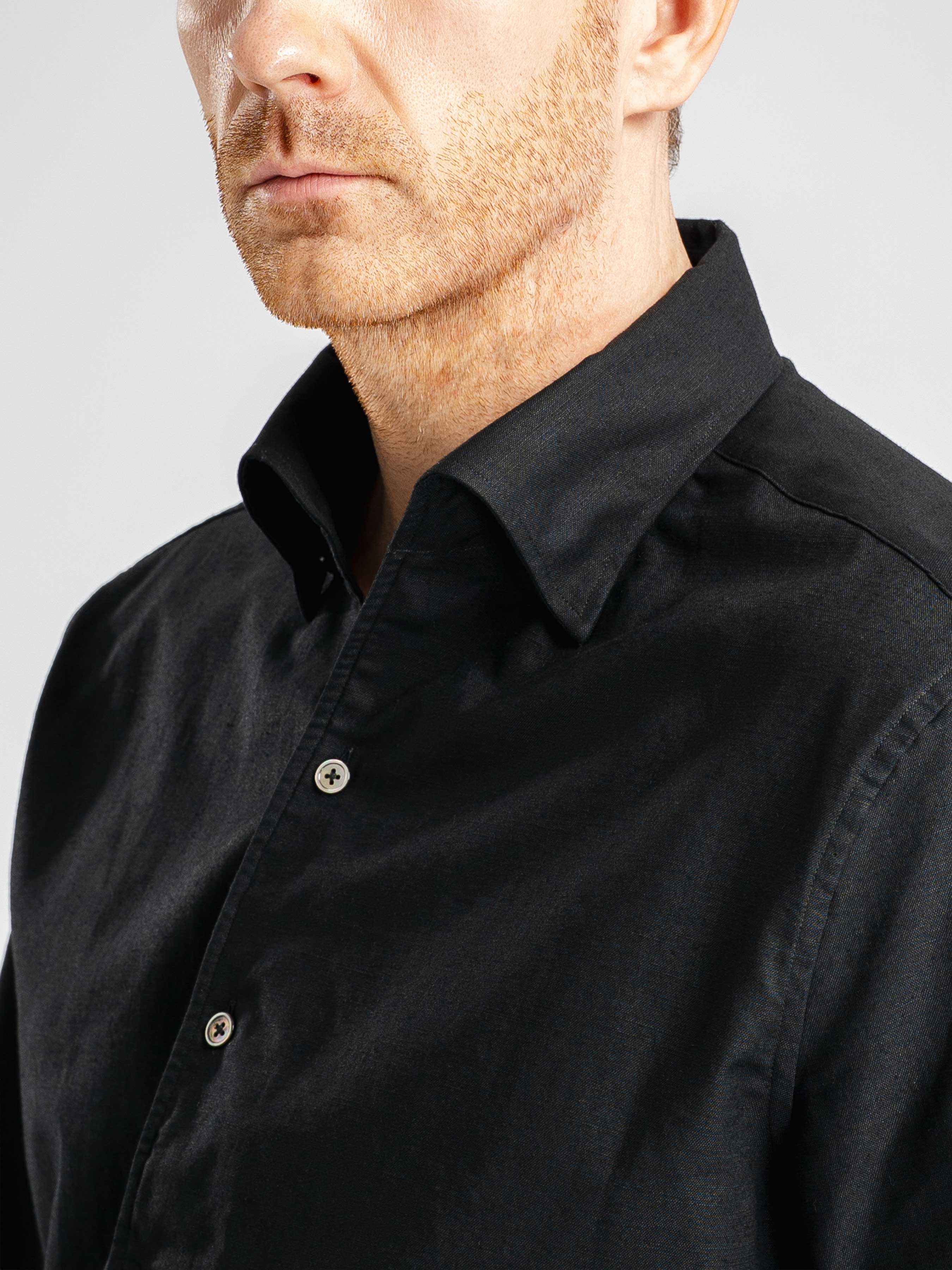 Emanuel Shirt - Black One-piece Collar