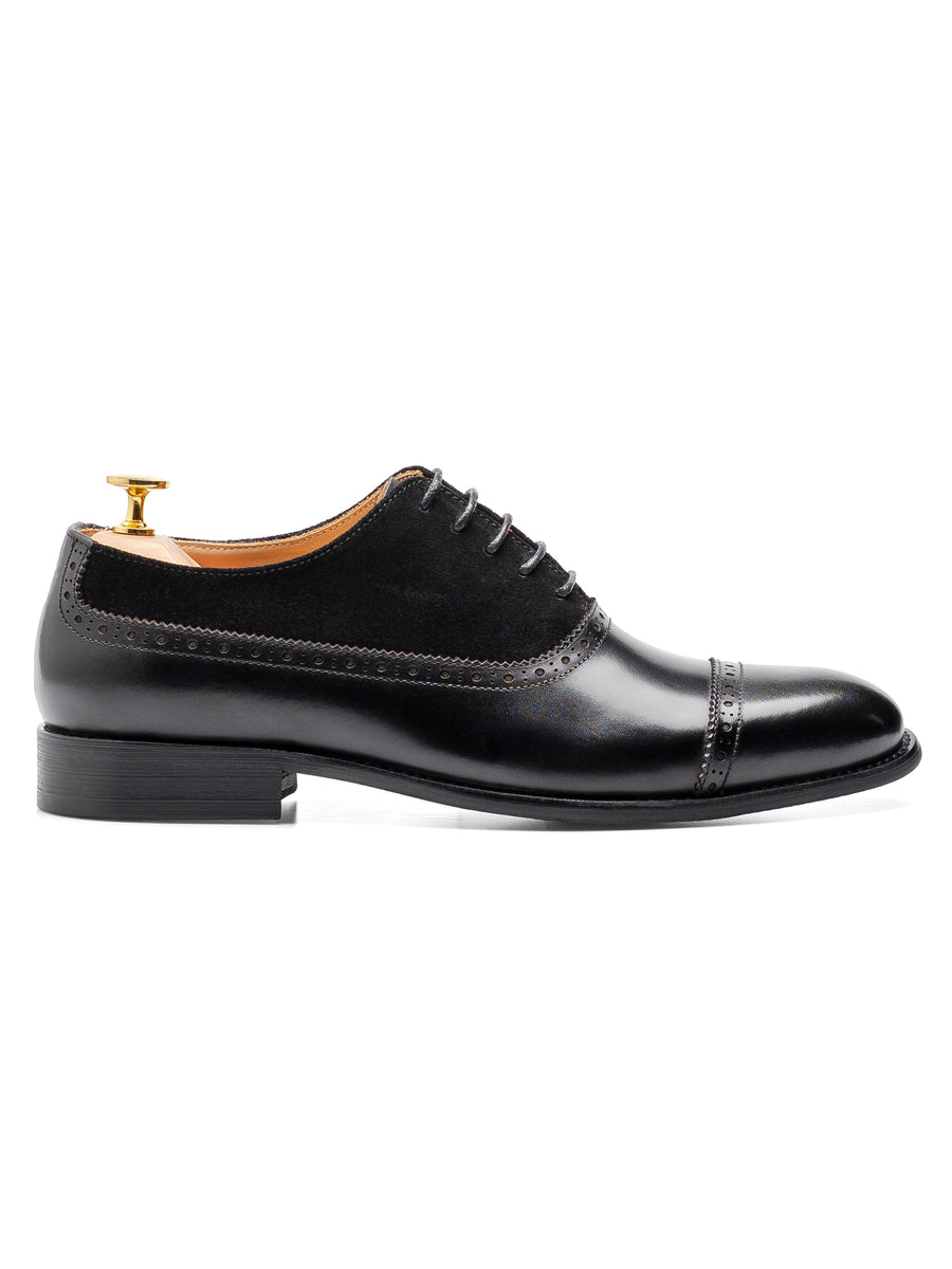 CavalloOxfordCapToeSolidBlack_SuedeLeatherSide - Zeve