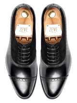 CavalloOxfordCapToeSolidBlack_SuedeLeatherTop - Zeve