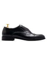 Caven Slip-On Oxford  - Solid Black Leather