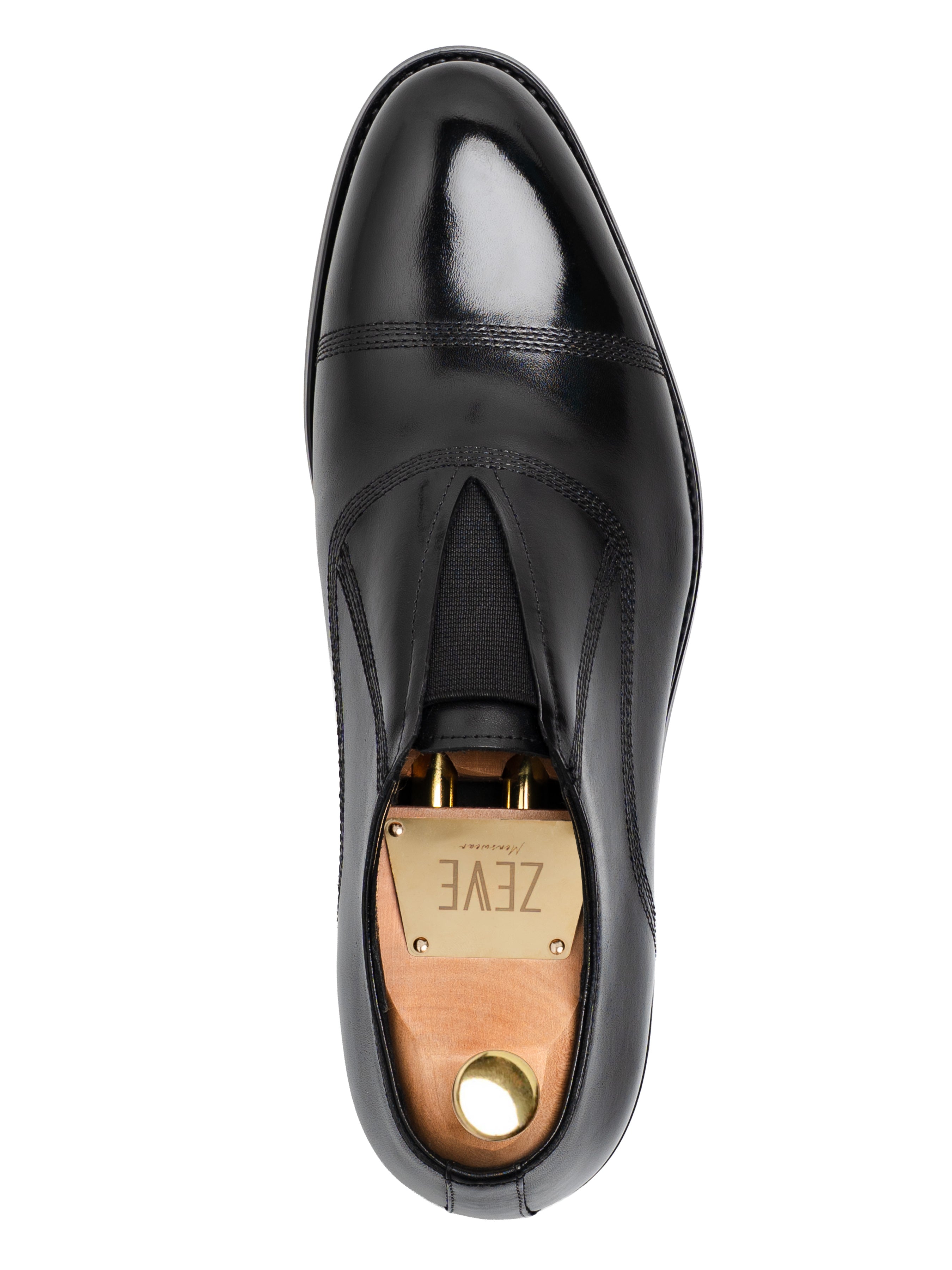 Caven Slip-On Oxford  - Solid Black Leather