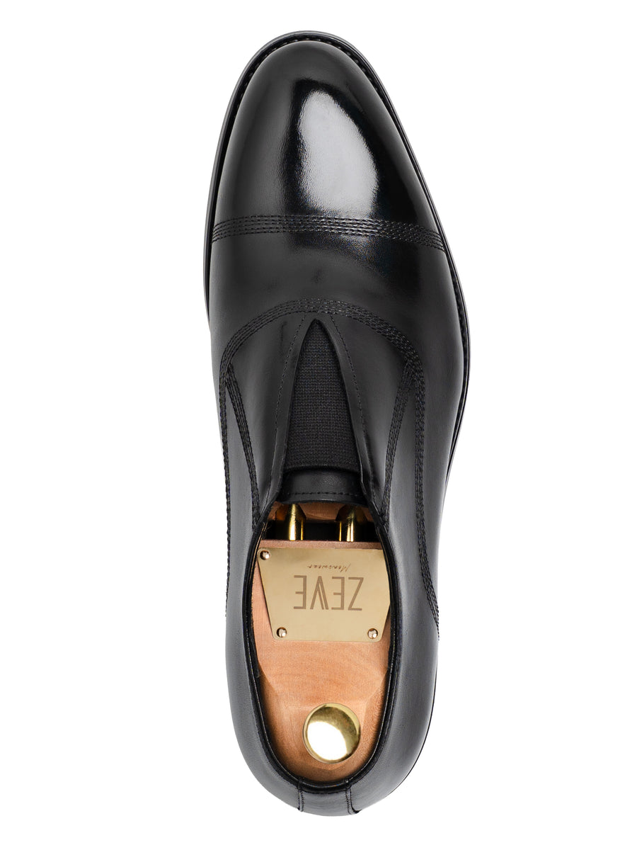 Caven Slip-On Oxford  - Solid Black Leather