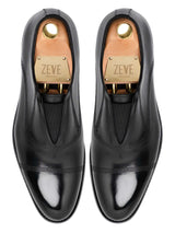 Caven Slip-On Oxford  - Solid Black Leather