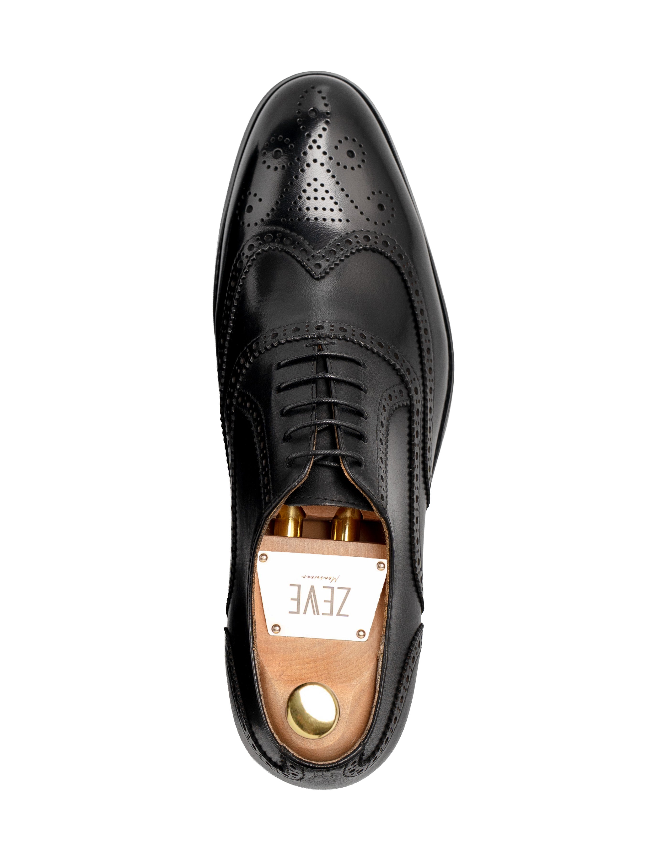 ClassicOxfordBrogueWingtipBlackLaceUpSingle - Zeve