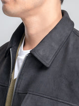 Collar-Black-Suede-Jacket-Zipper - Zeve