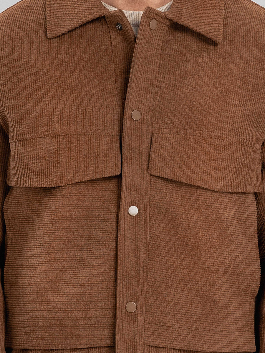 CorduroyJacketBrownButton - Zeve