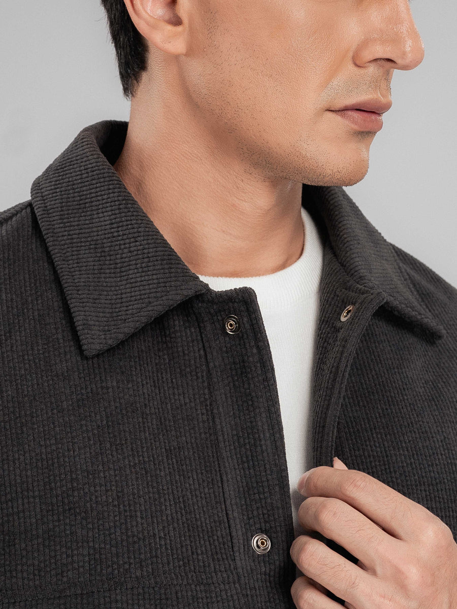 CorduroyJacketDarkGreyCollar - Zeve