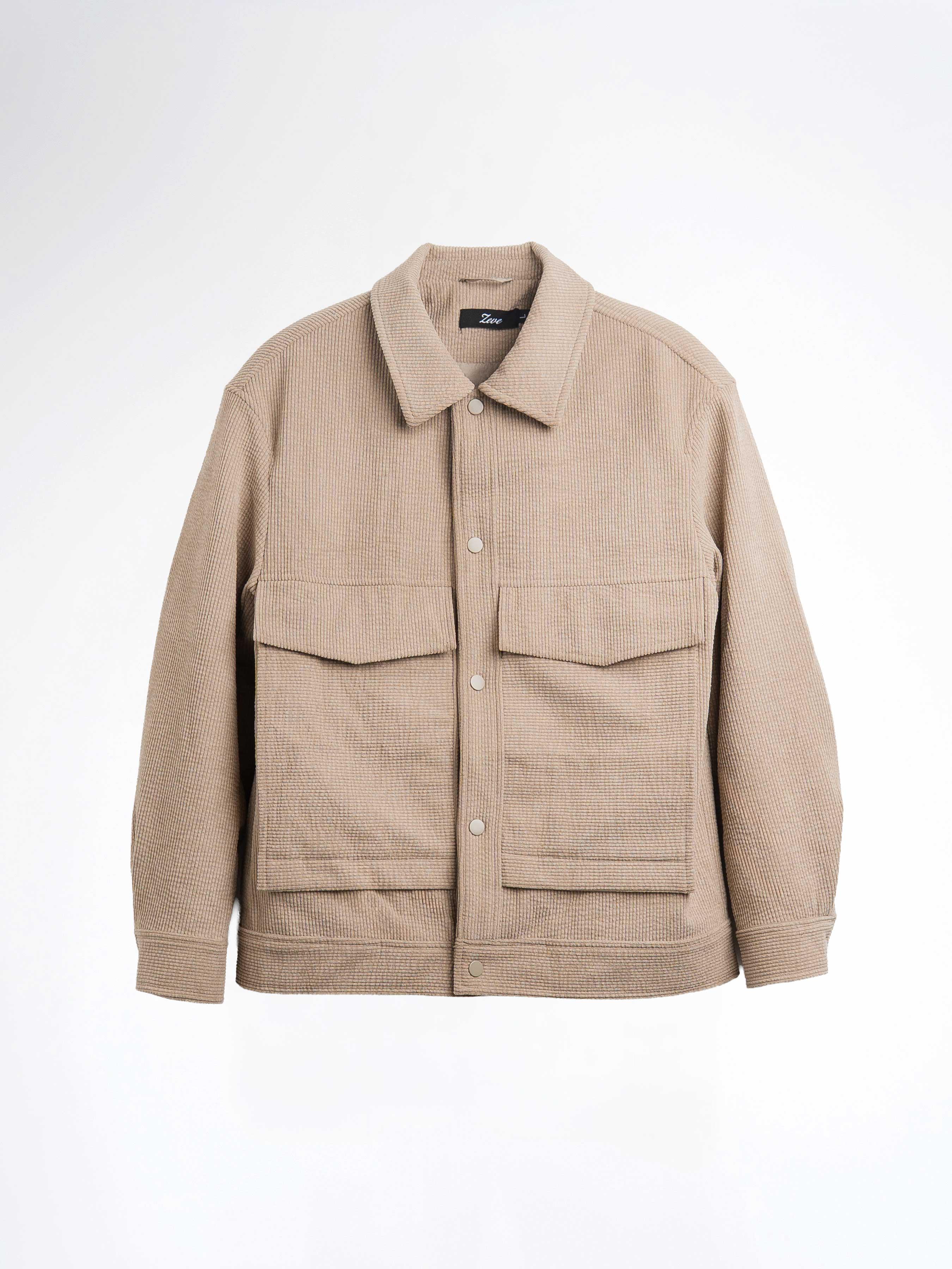 CorduroyJacketTaupeFront - Zeve
