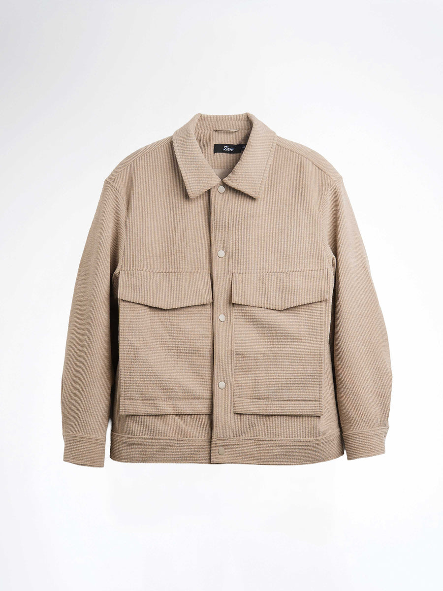 CorduroyJacketTaupeFront - Zeve