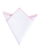 CottonWhitePocketSquarewithContrastPiping - Zeve