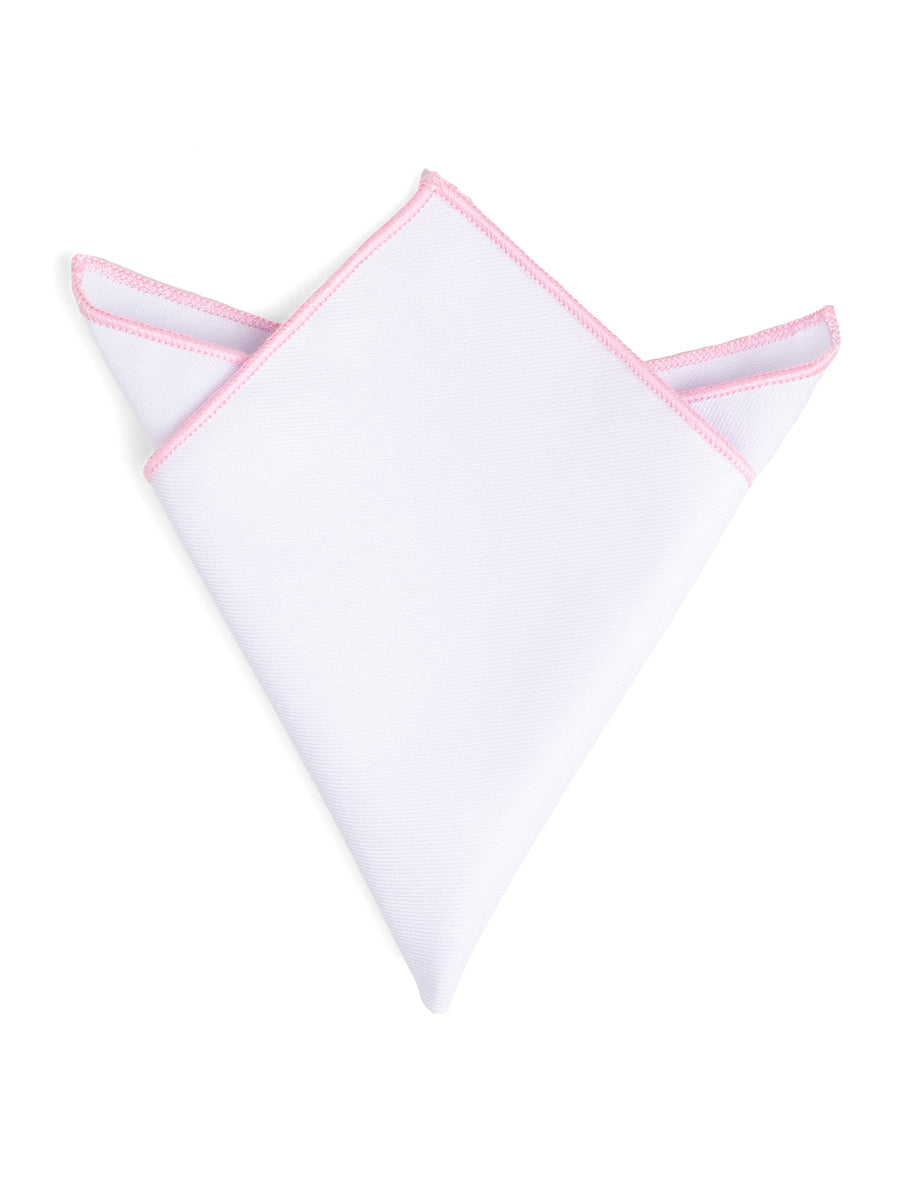 CottonWhitePocketSquarewithContrastPiping - Zeve