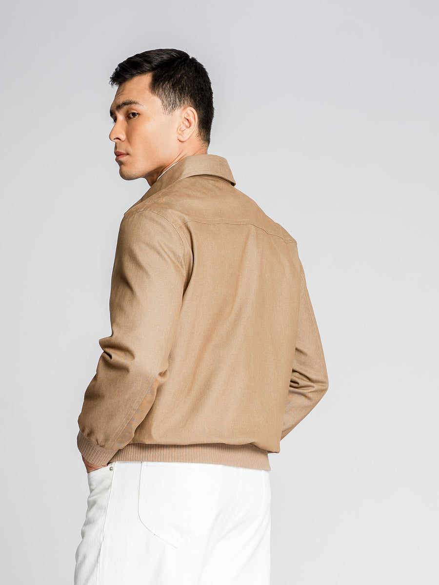 DenimBomberJacketKhakisBack - Zeve