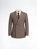 Double Breasted Suit Blazer - Brown Pinstripe (Slim Fit)