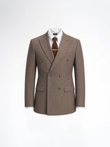 Double Breasted Suit Blazer - Brown Pinstripe (Slim Fit)
