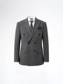 Double Breasted Suit Blazer - Dark Grey Wide Stripe (Slim Fit)