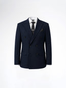 Double Breasted Suit Blazer - Deep Blue Plain (Slim Fit)