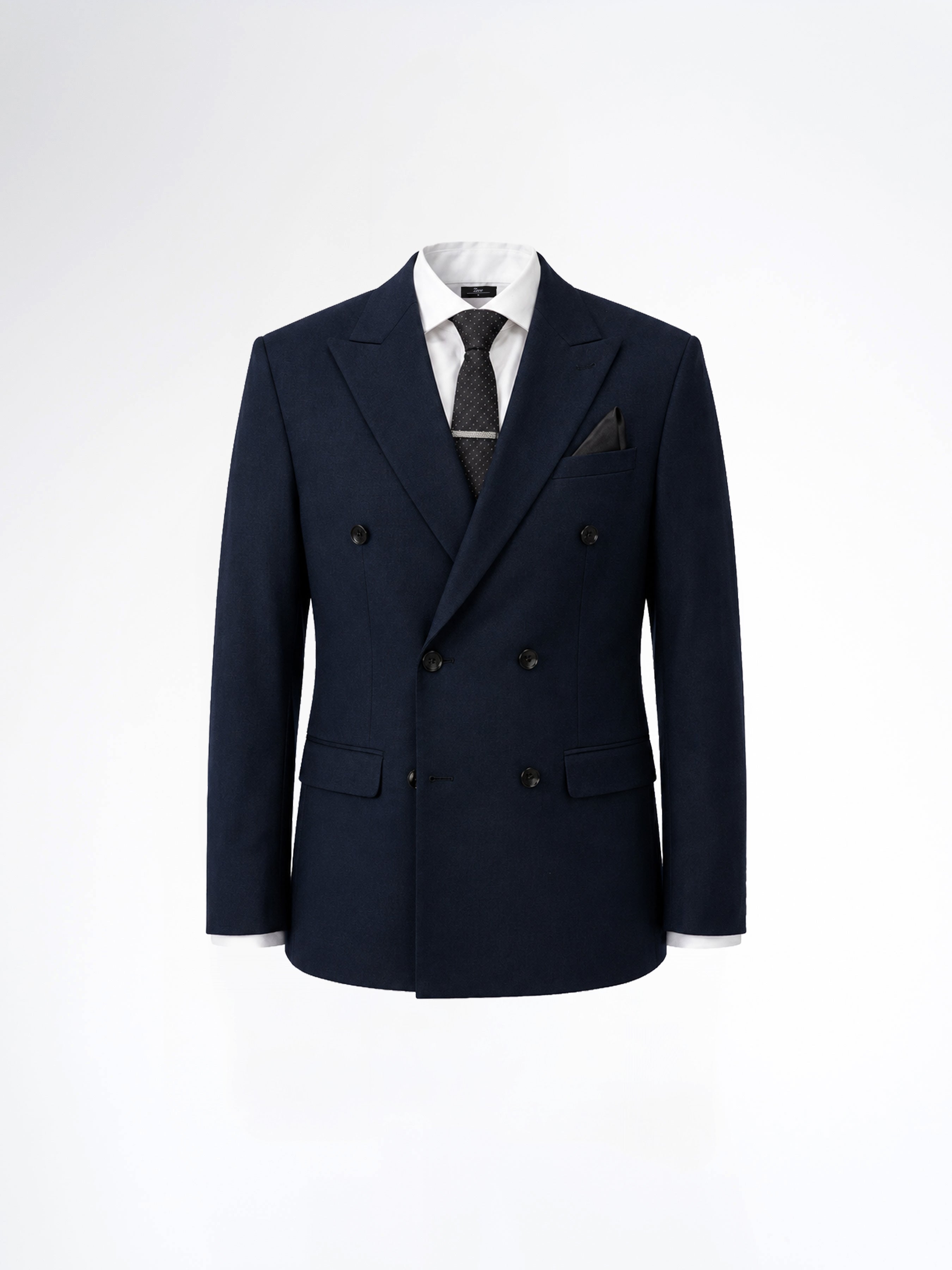 Double Breasted Suit Blazer - Deep Blue Plain (Slim Fit)