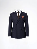 Double Breasted Suit Blazer - Deep Blue Stripe (Slim Fit)
