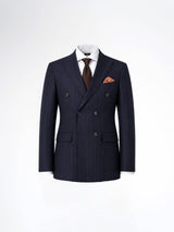 Double Breasted Suit Blazer - Deep Blue Stripe (Slim Fit)