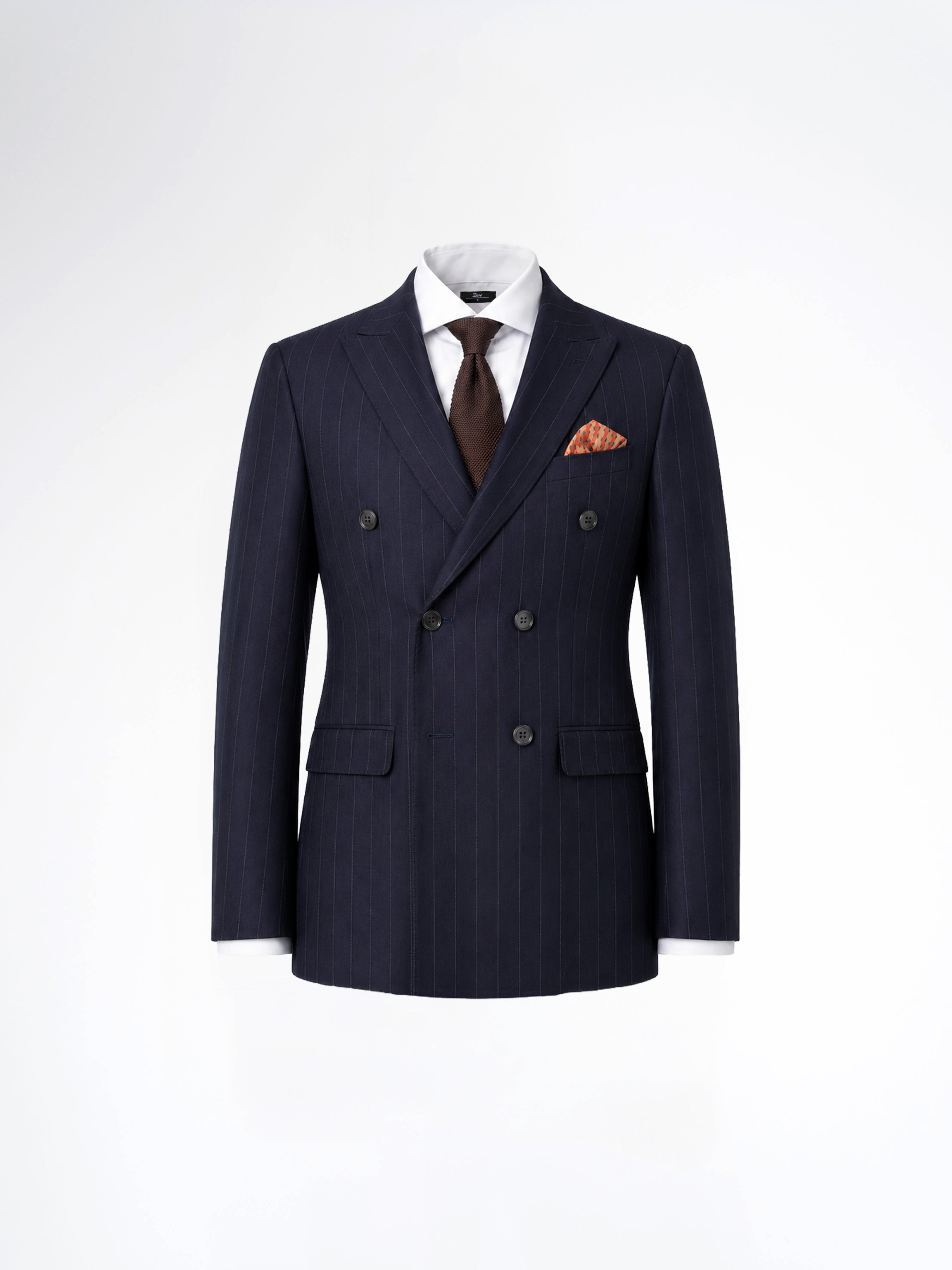 Double Breasted Suit Blazer - Deep Blue Stripe (Slim Fit)