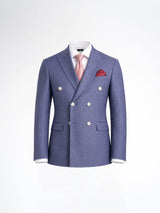 Double Breasted Suit Blazer - Iris Blue Stripe (Slim Fit)