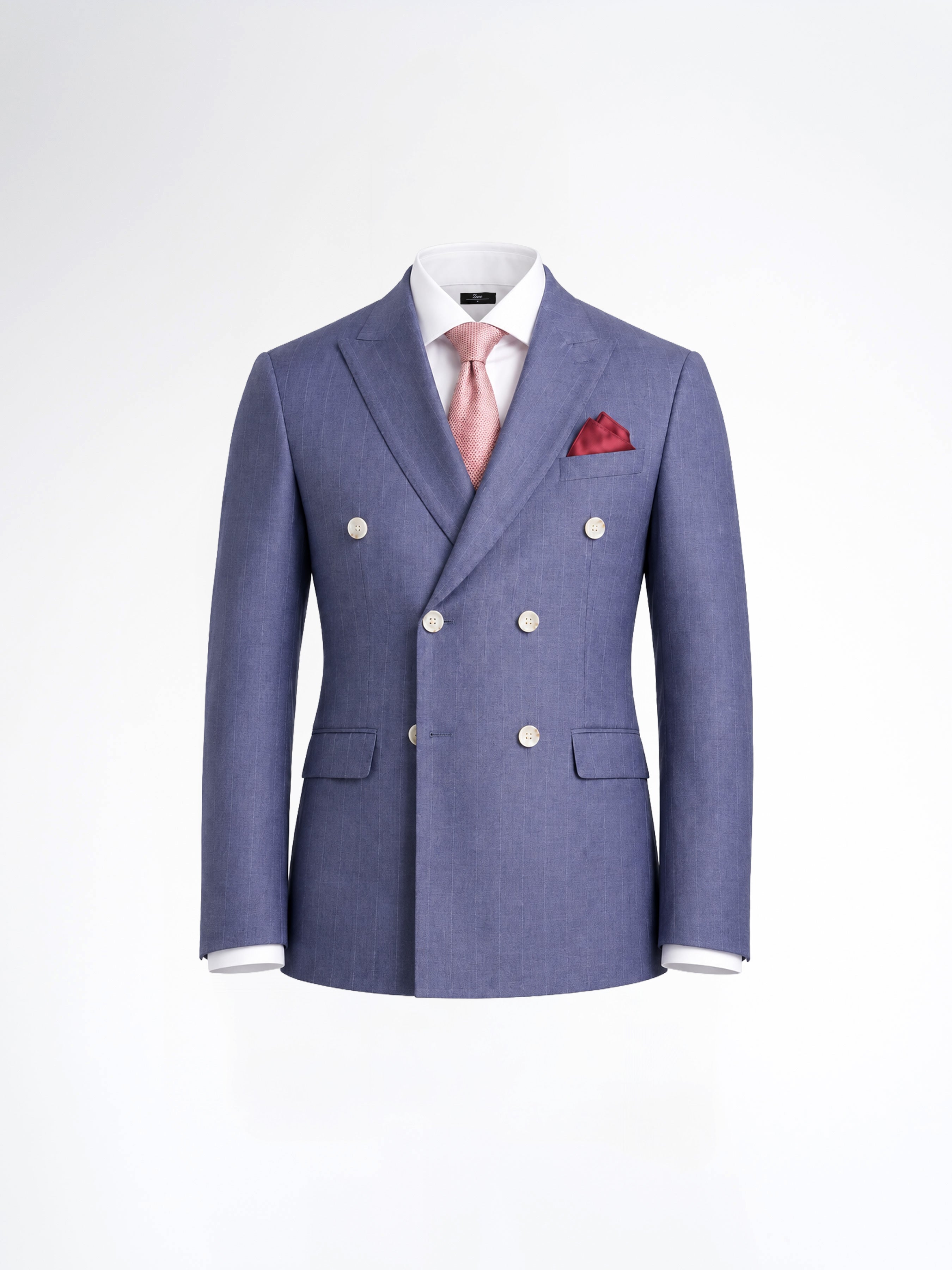 Double Breasted Suit Blazer - Iris Blue Stripe (Slim Fit)