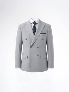 Double Breasted Suit Blazer - Light Grey (Slim Fit)