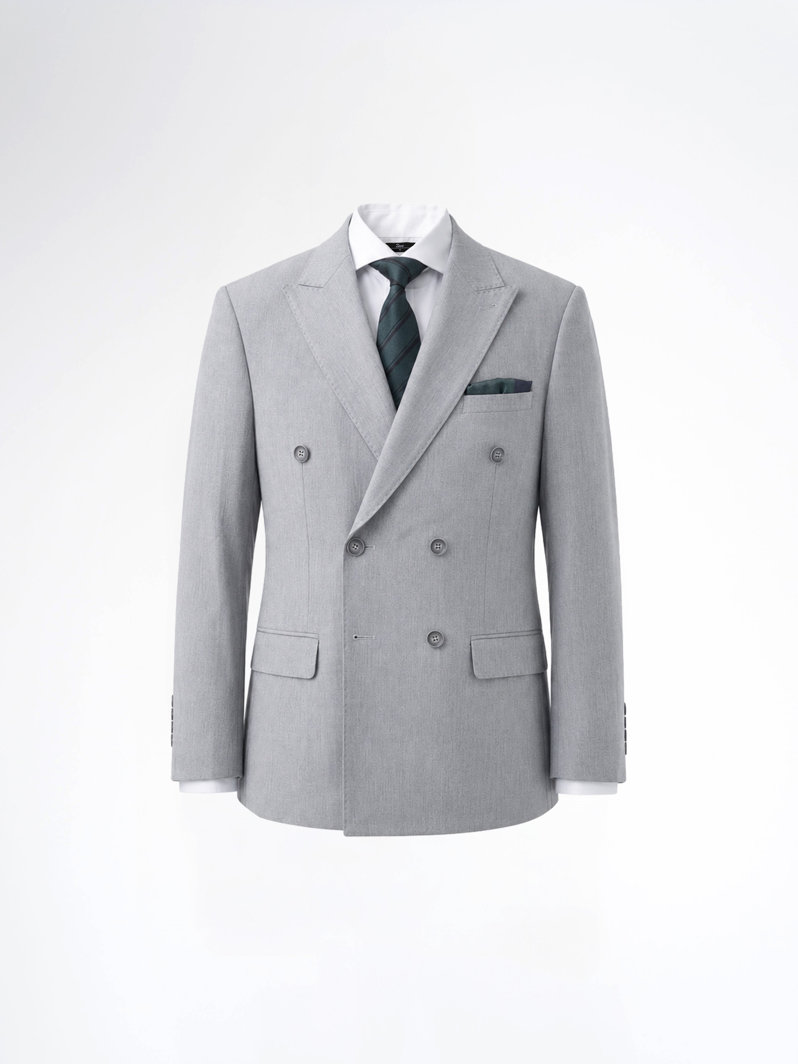 Double Breasted Suit Blazer - Light Grey (Slim Fit)