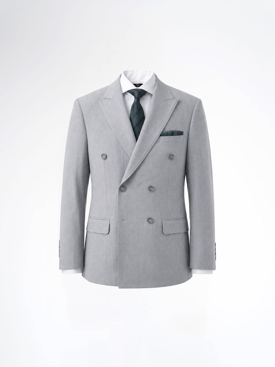 Double Breasted Suit Blazer - Light Grey (Slim Fit)