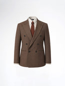 Double Breasted Suit Blazer - Dark Brown Pinstripe (Slim Fit)