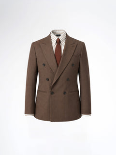 Double Breasted Suit Blazer - Dark Brown Pinstripe (Slim Fit)