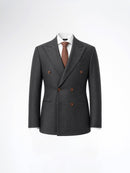 Double Breasted Suit Blazer - Grey Charcoal Shadow Stripe (Slim Fit)