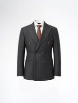 Double Breasted Suit Blazer - Grey Charcoal Shadow Stripe (Slim Fit)