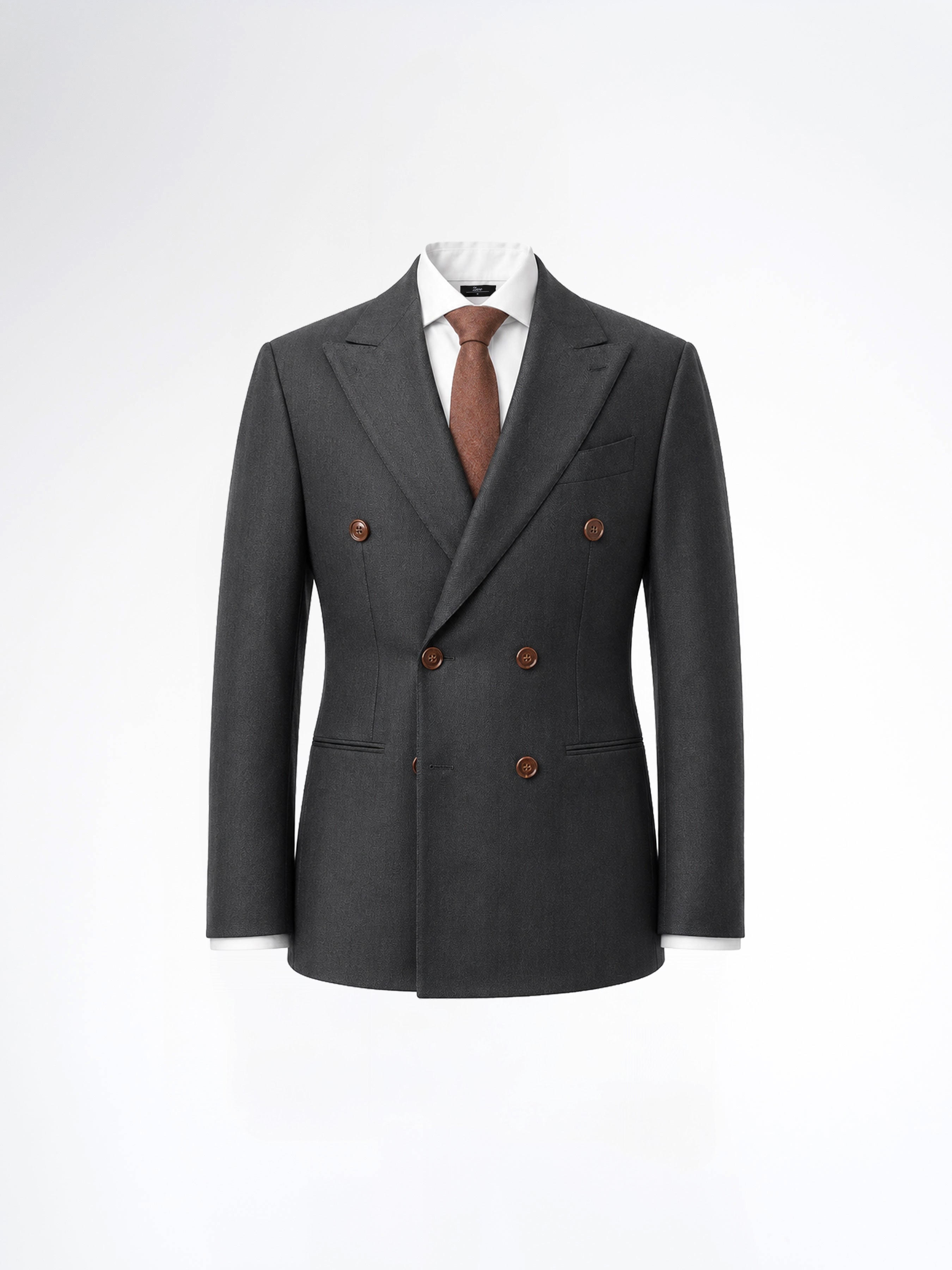 Double Breasted Suit Blazer - Grey Charcoal Shadow Stripe (Slim Fit)