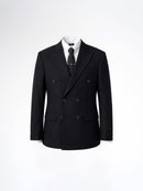 Double Breasted Suit Blazer - Jet Black Plain (Slim Fit)
