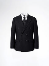 Double Breasted Suit Blazer - Jet Black Plain (Slim Fit)