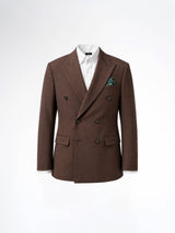 Double Breasted Suit Blazer - Seersucker Coffee Plain (Slim Fit)