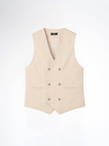 Double Row Button Vest - Beige