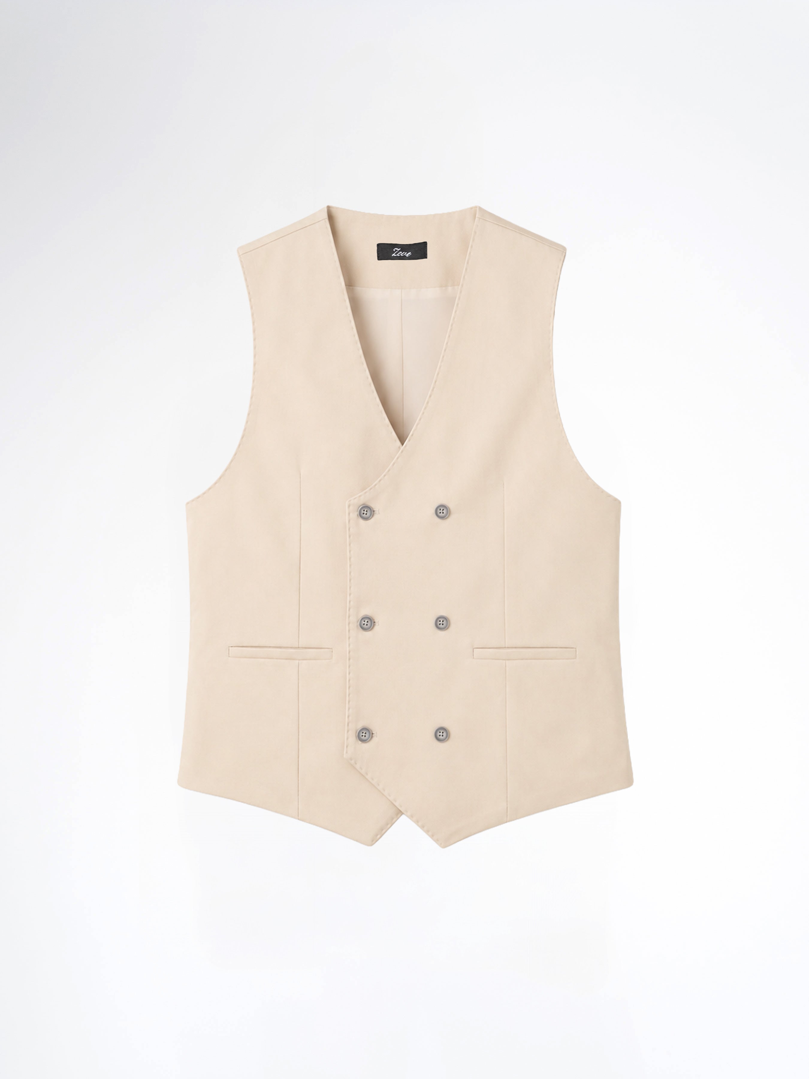 Double Row Button Vest - Beige